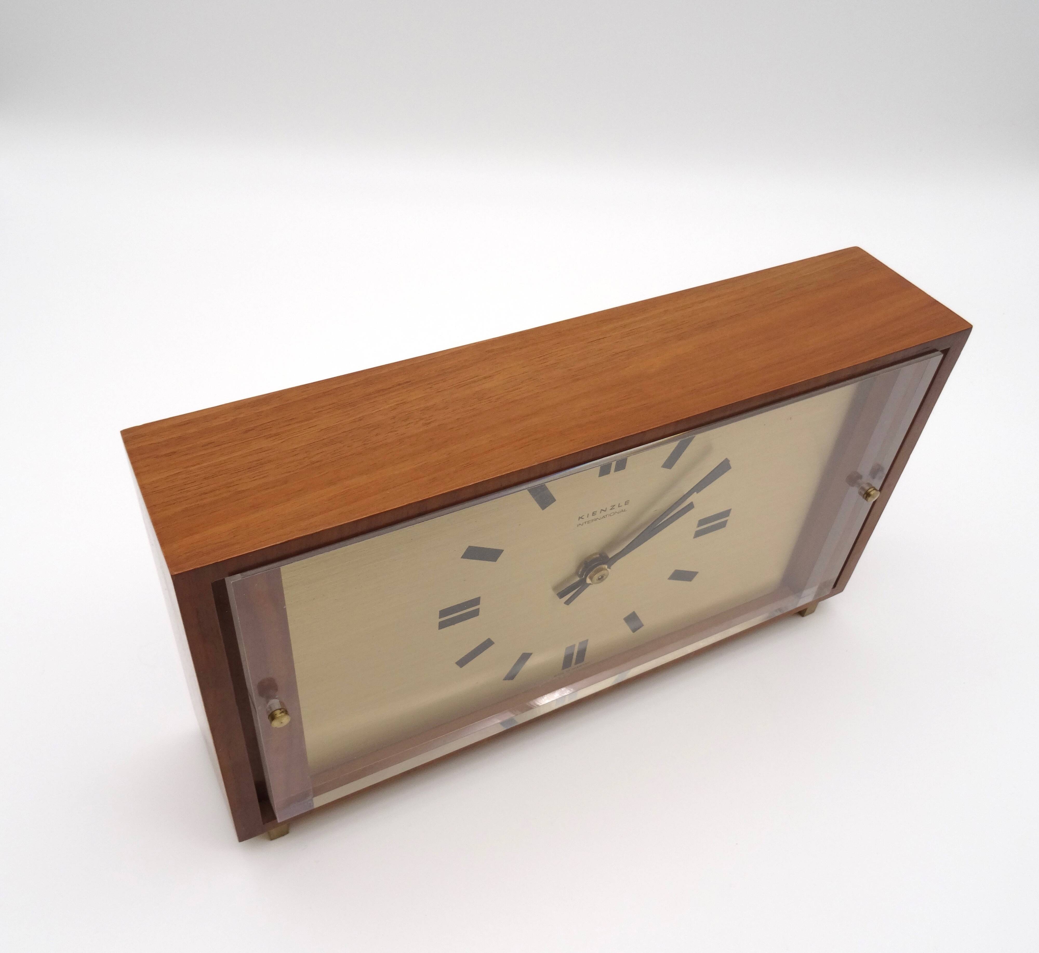 Mid Century Teak Desk Clock by Kienzle International