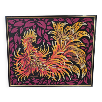 Tapisserie Oiseau de feu - Tableau Canevas vintage