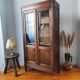Parisian glass cabinet in solid walnut