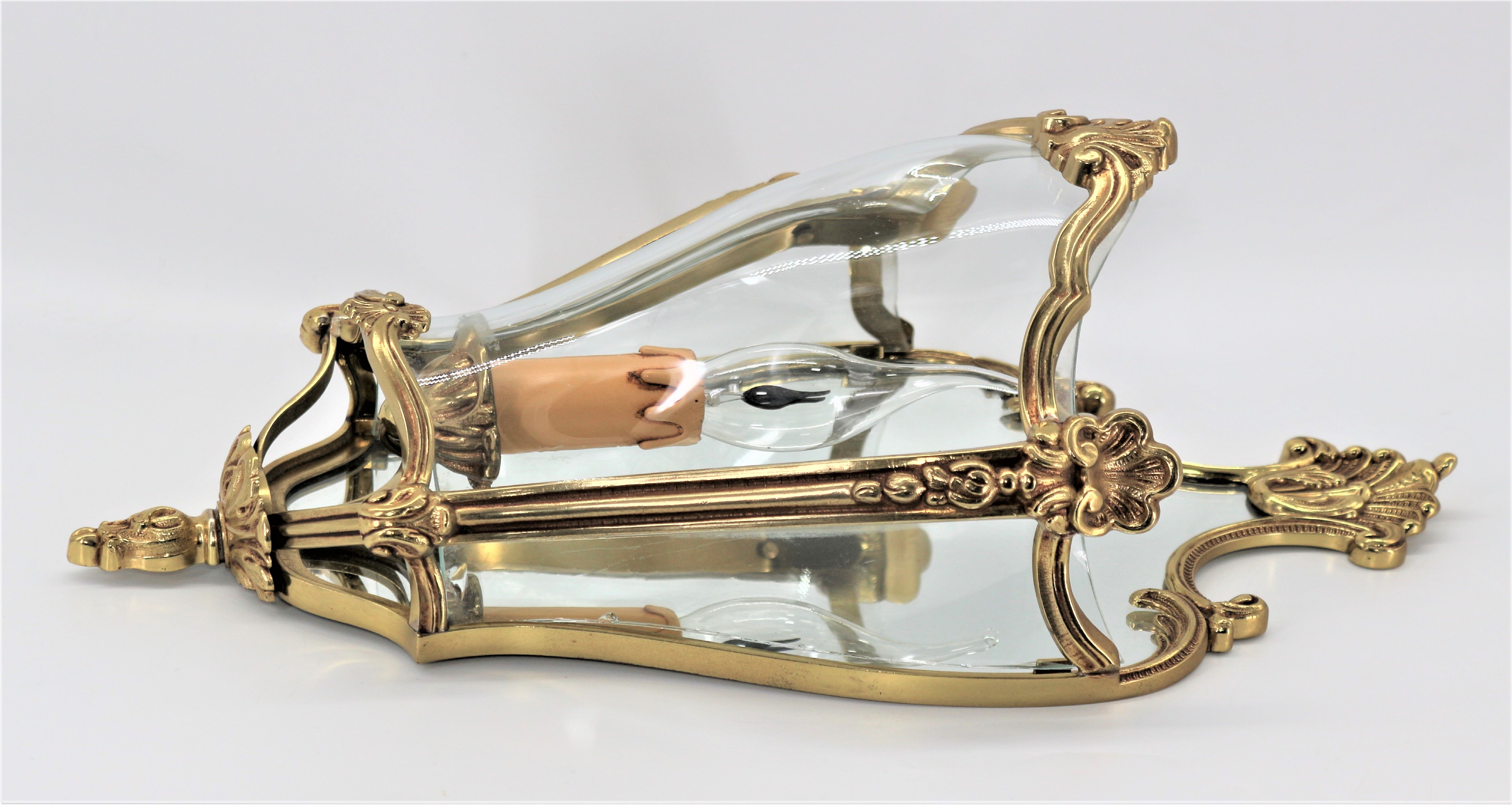 Pair of Louis XV style appliques in solid bronze & curved glass