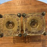 Pair of candlesticks, antique brass, 19th century, signed Prachthauser