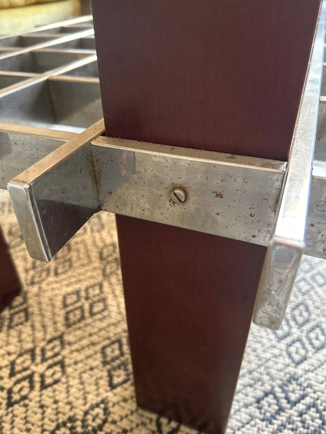 Mid Century 60s 70s glass wood and chrome coffee table