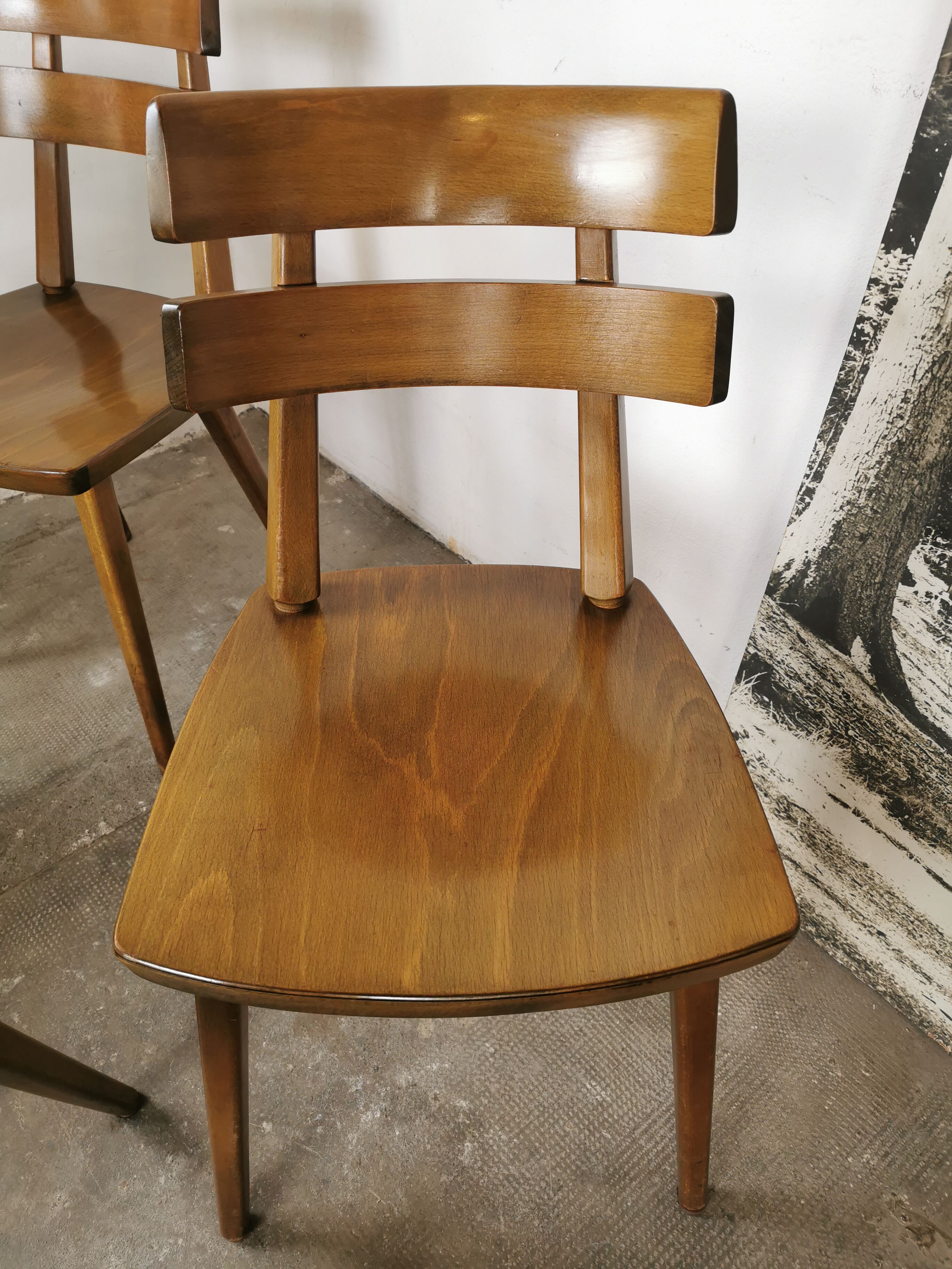 Set de 6 chaises tout bois 1960