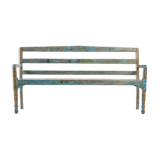 Wooden bench with blue patina