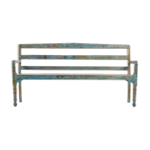 Wooden bench with blue patina