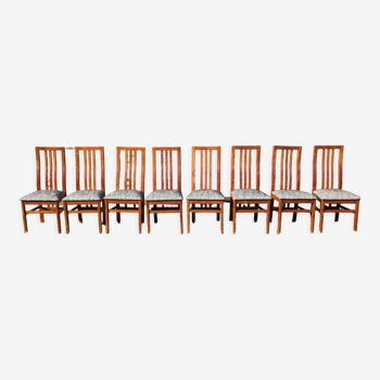 Set of 8 Scandinavian solid teak chairs