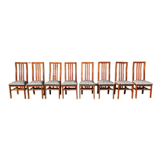 Set of 8 Scandinavian solid teak chairs