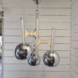 Vintage 3-light chrome metal chandelier