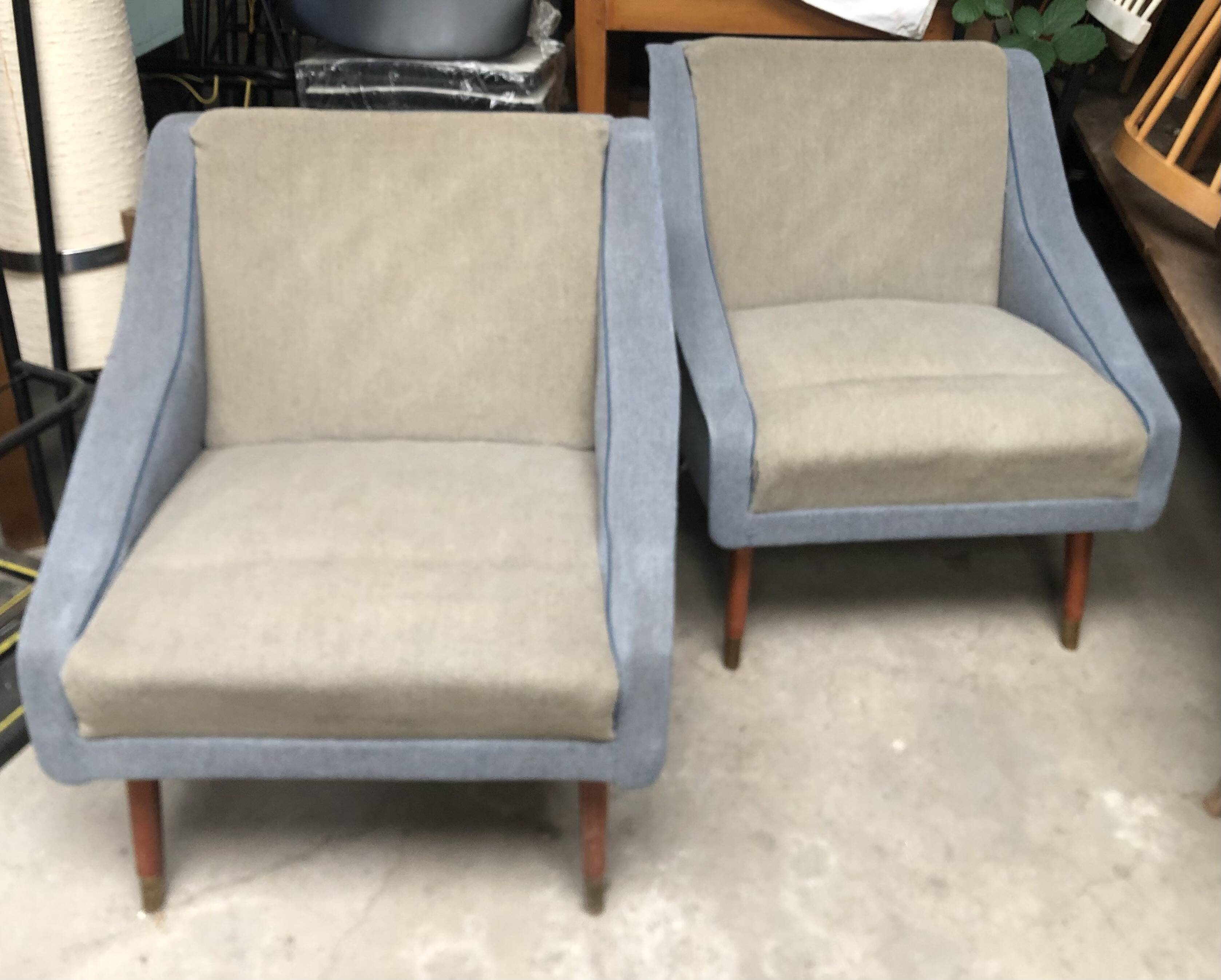 Vintage two-tone armchairs from the 60s in wool