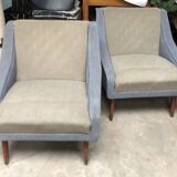 Fauteuils bi color vintage années 60 lainage