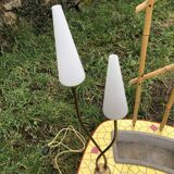 Ceramic mosaic coffee table with planter and light fixture 2 arms 60s