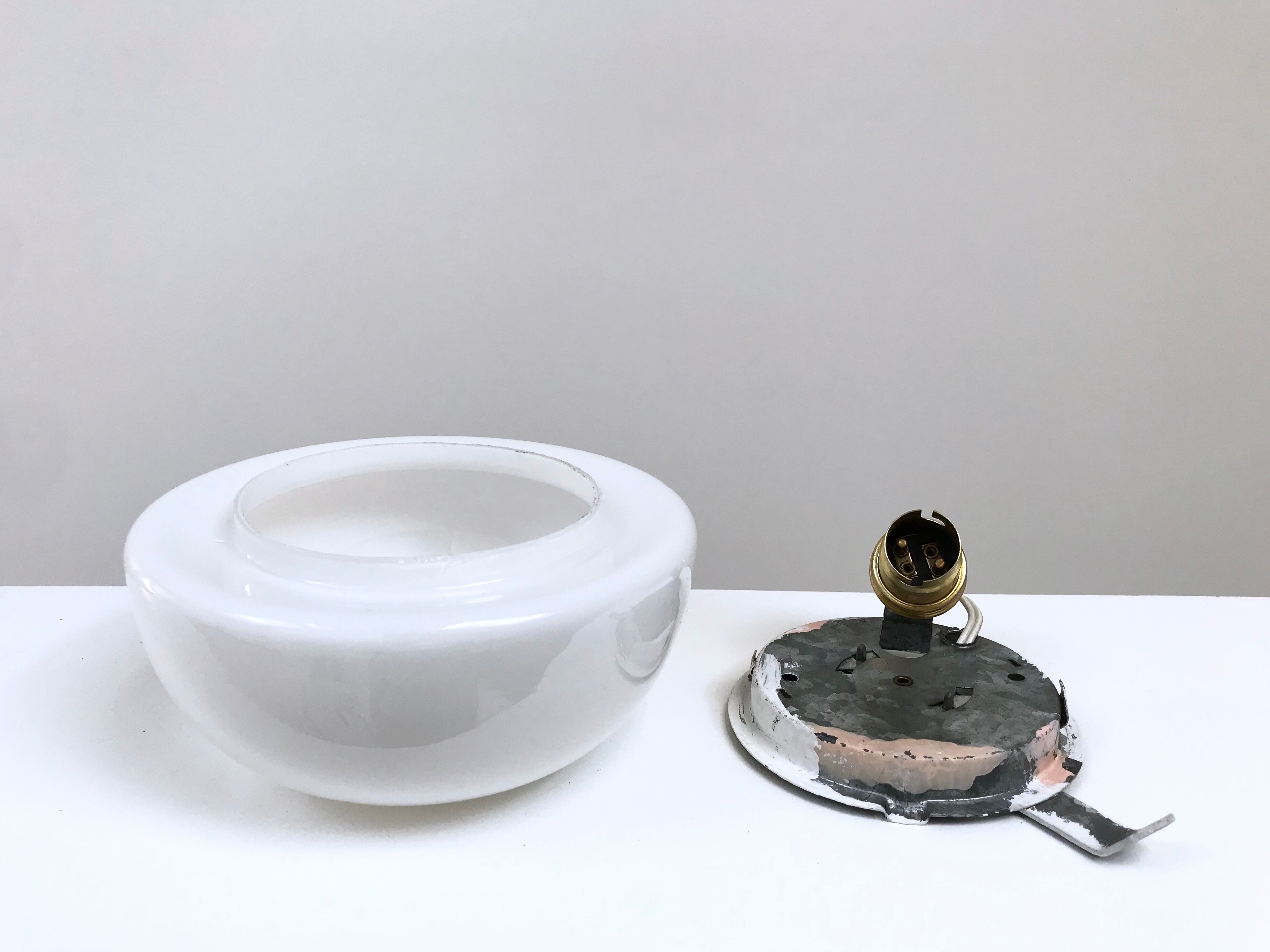 Vintage opaline round ceiling light