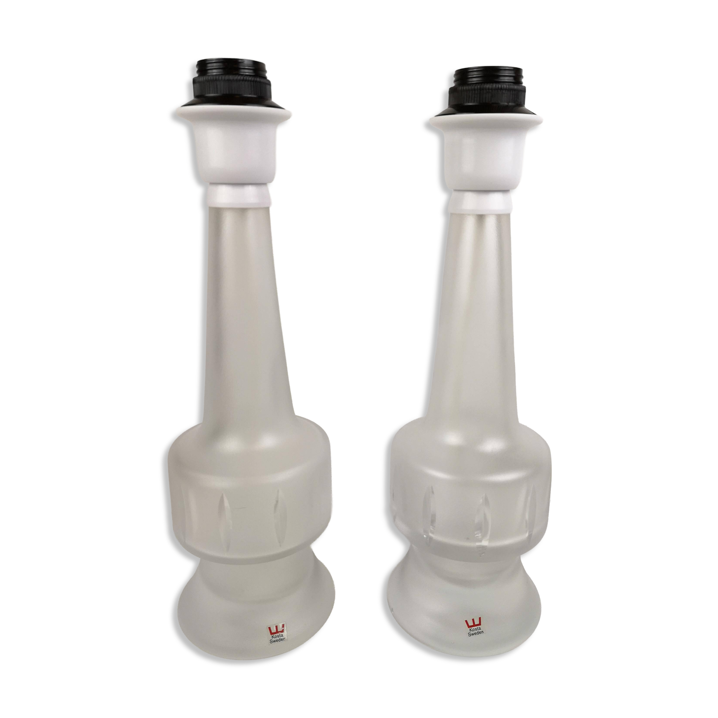 Pair of Kosta crystal table lamps, Sweden, 1960s