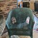 Colourful wicker armchair