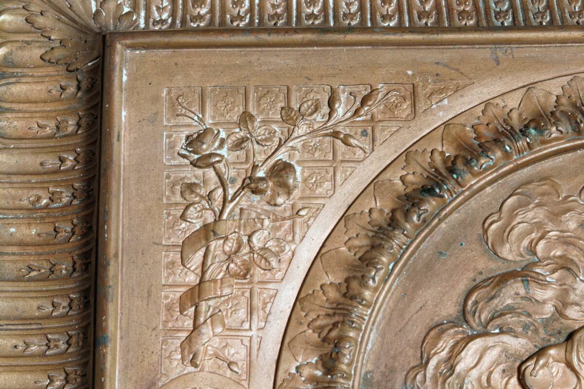 Repoussé copper plaque, early 19th century, in Neoclassical style.