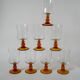set of 8 vintage amber-stemmed wine glasses 1970