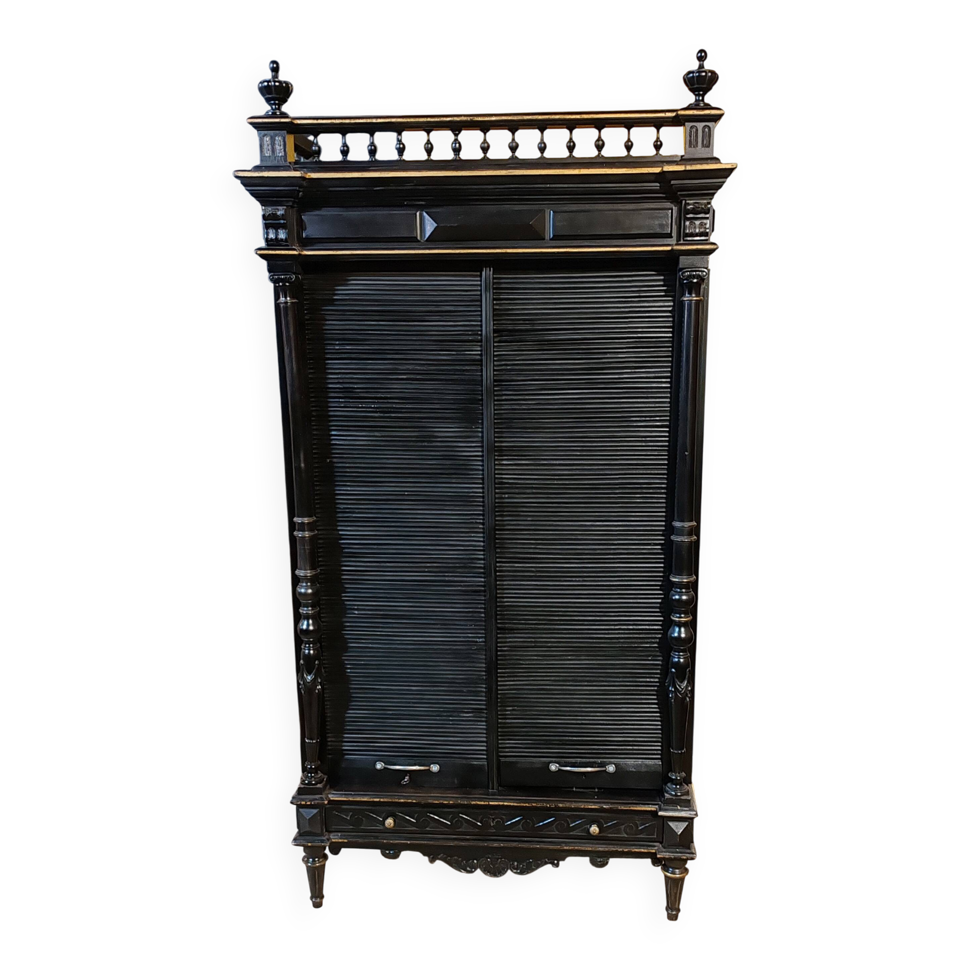 Curtained cabinet, late 19th century.