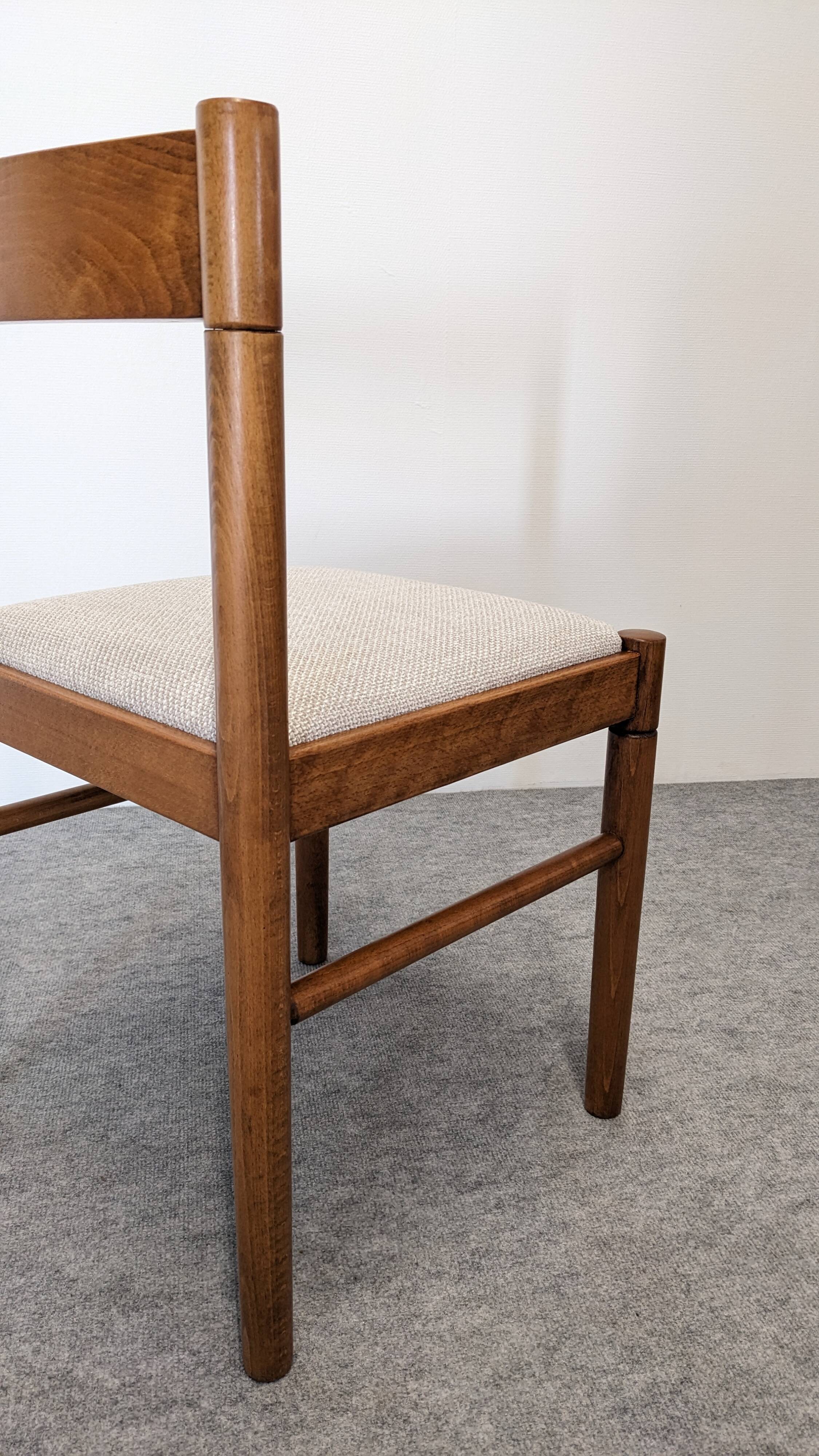 Set of 6 brutalist beech chairs, France circa 1970