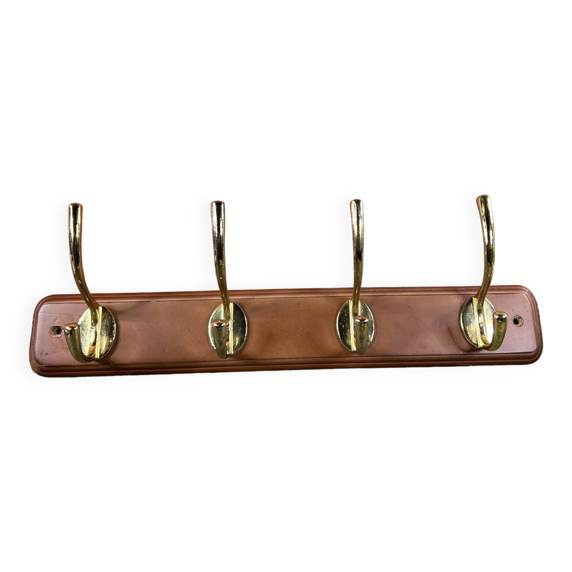 Wall coat rack with 4 brass hooks