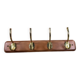 Wall coat rack with 4 brass hooks