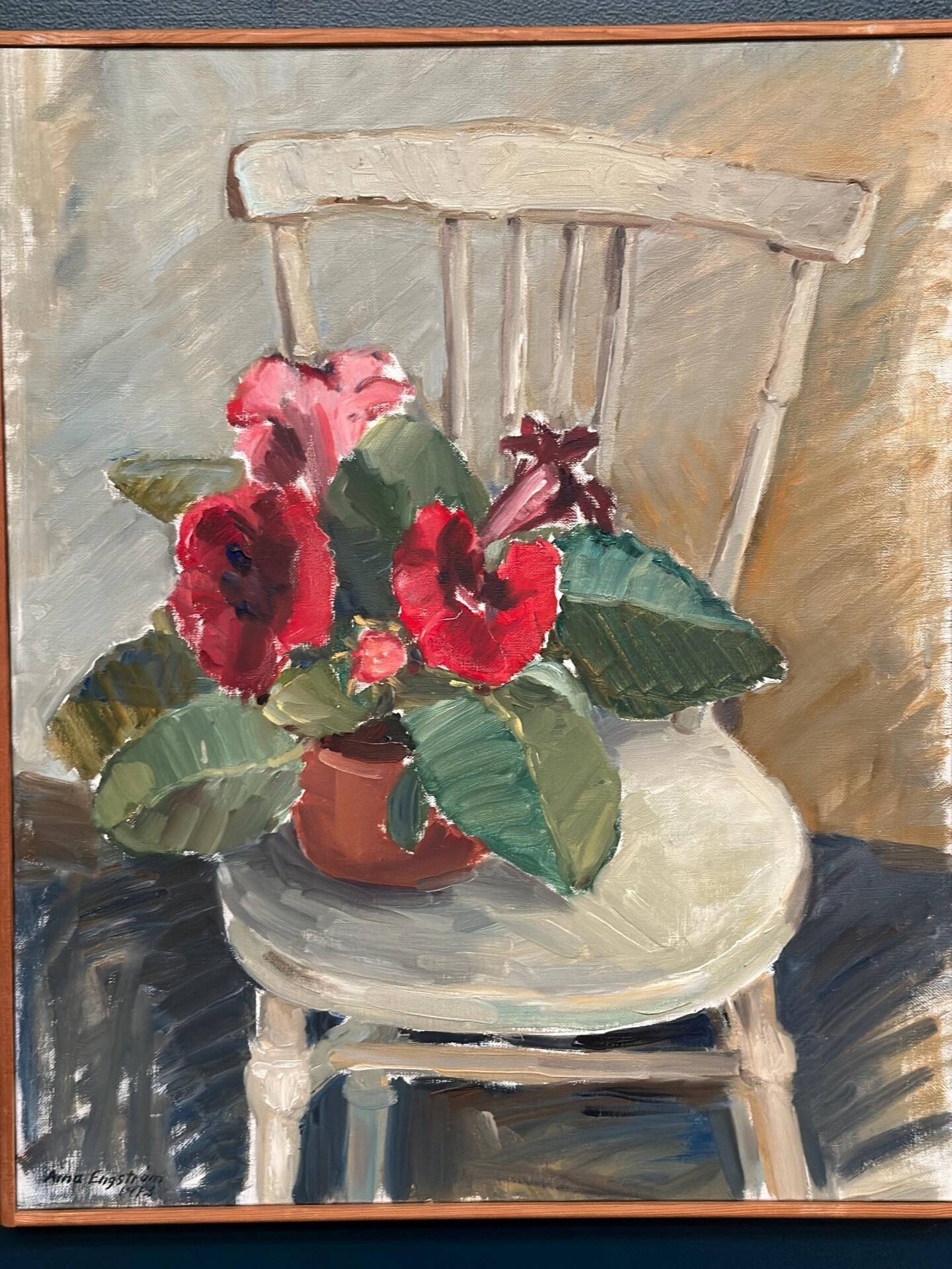 Huile sur toile originale suédoise – “Gloxinée” par Aina Engström