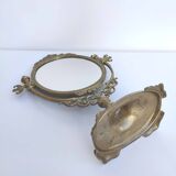 Brass table psyche mirror