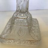 Ancien bougeoir verre moulé