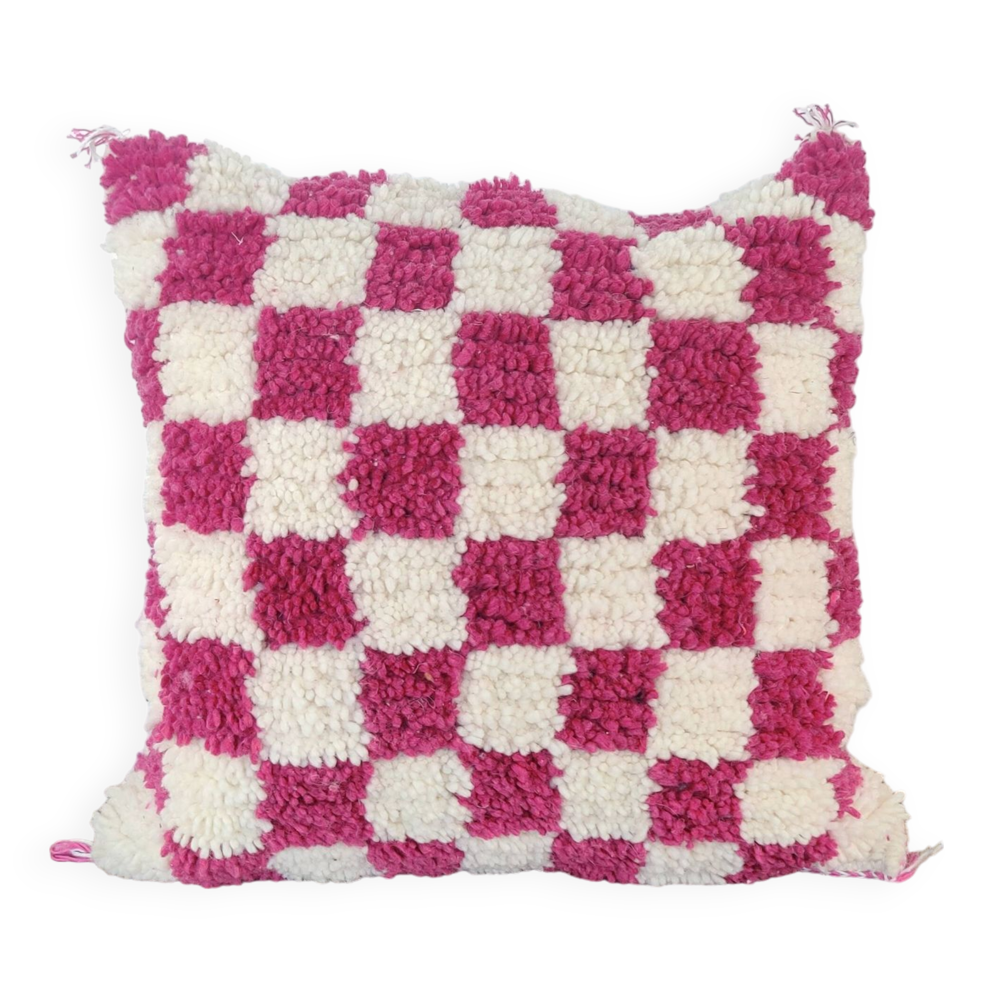 Berber magenta checkerboard cushion