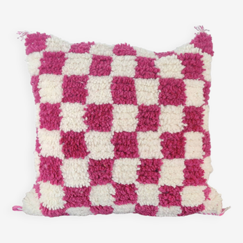 Berber magenta checkerboard cushion