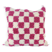 Magenta checkered Berber cushion