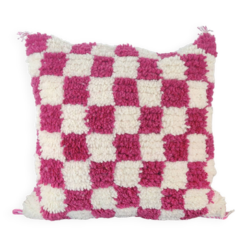 Coussin berbère damier magenta