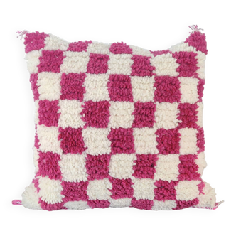 Coussin berbère damier magenta