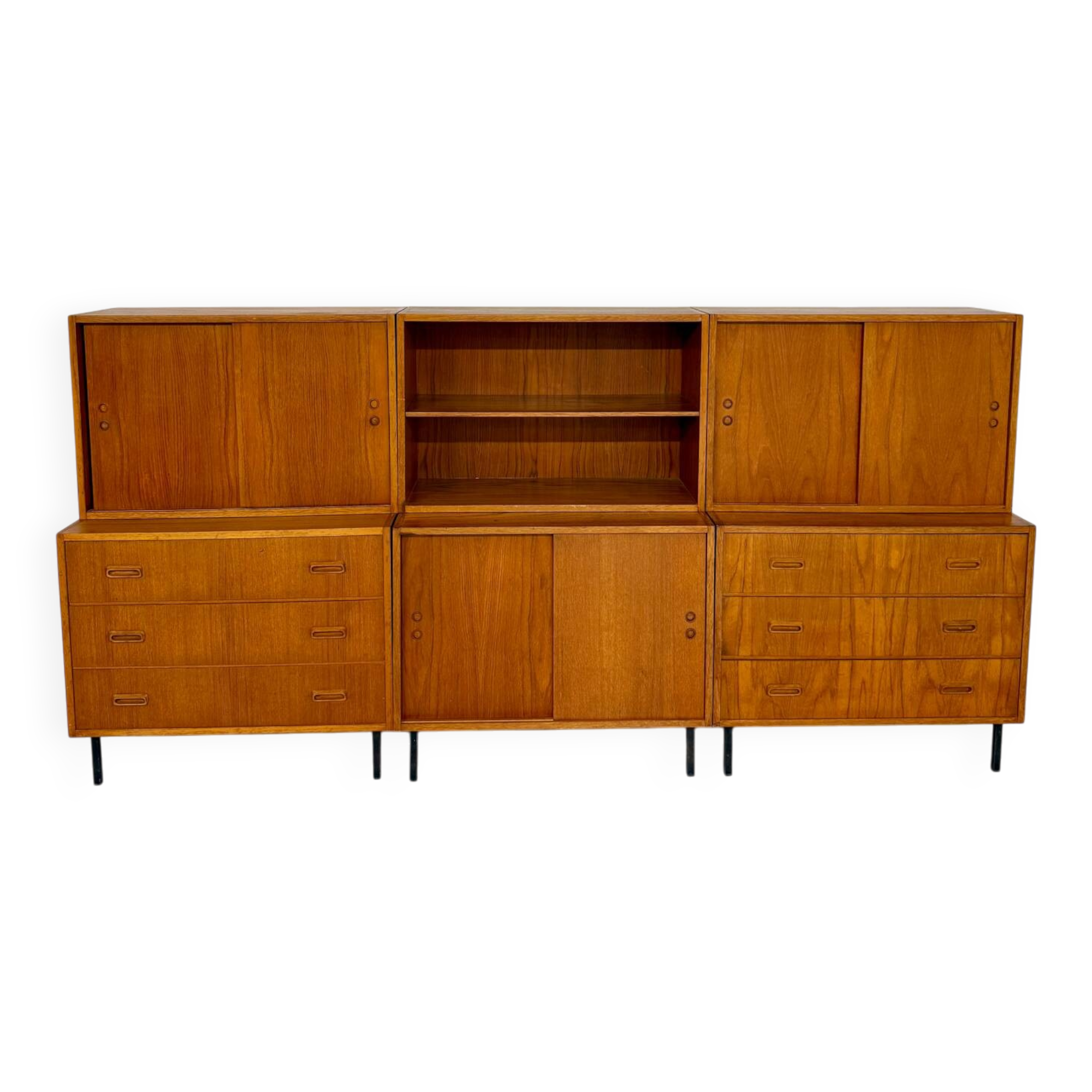 Antique 1950s vintage designer oak modular sideboard