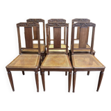 6 art deco cane chairs
