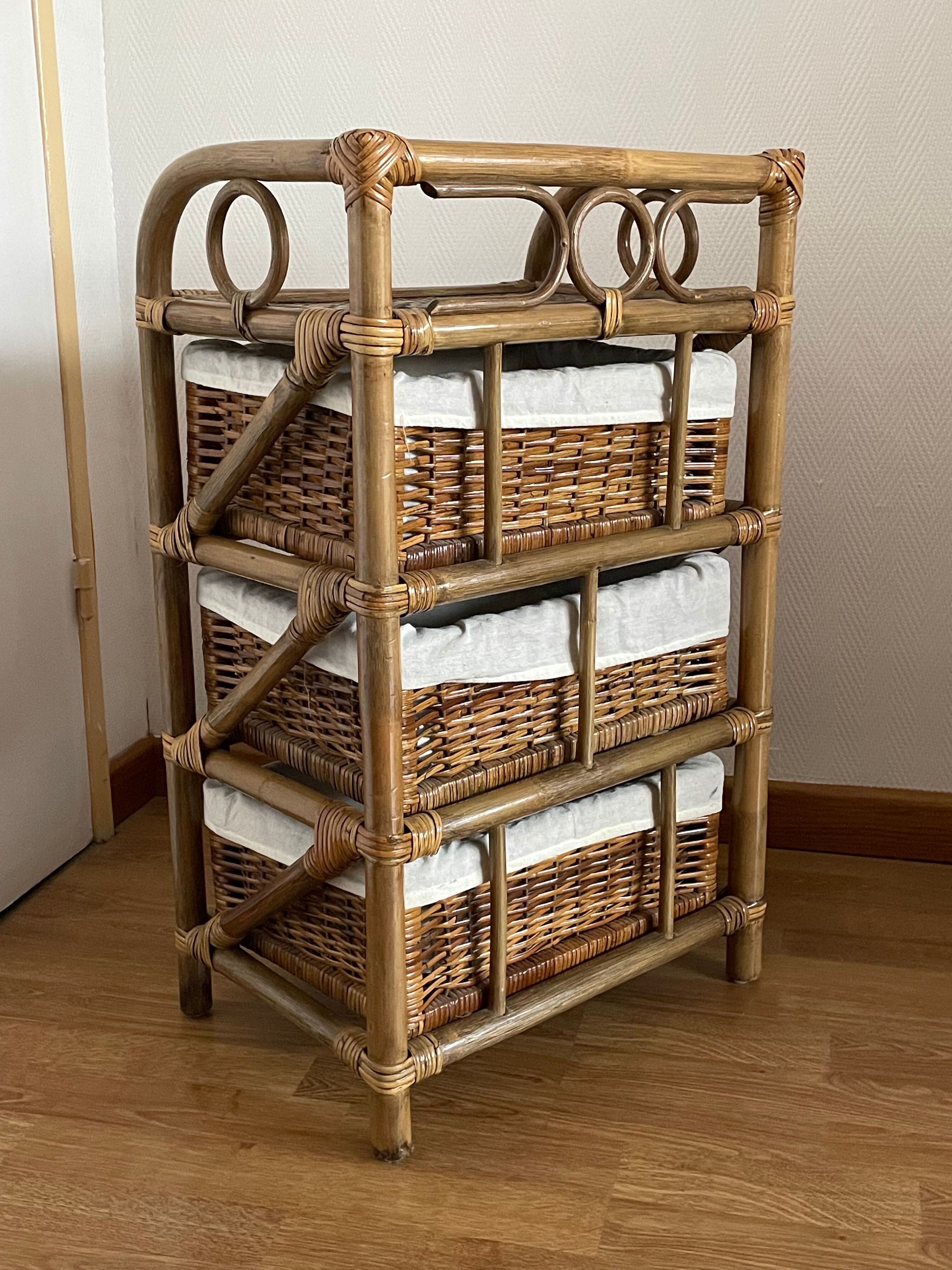 Bamboo and rattan drawer cabinet