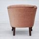 1960s, Danish lounge chair, salmon pink furniture velour, ash wood legs.