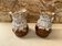 Pair Antique Brown Ceramic Barrel Shaped Pitchers Vintage