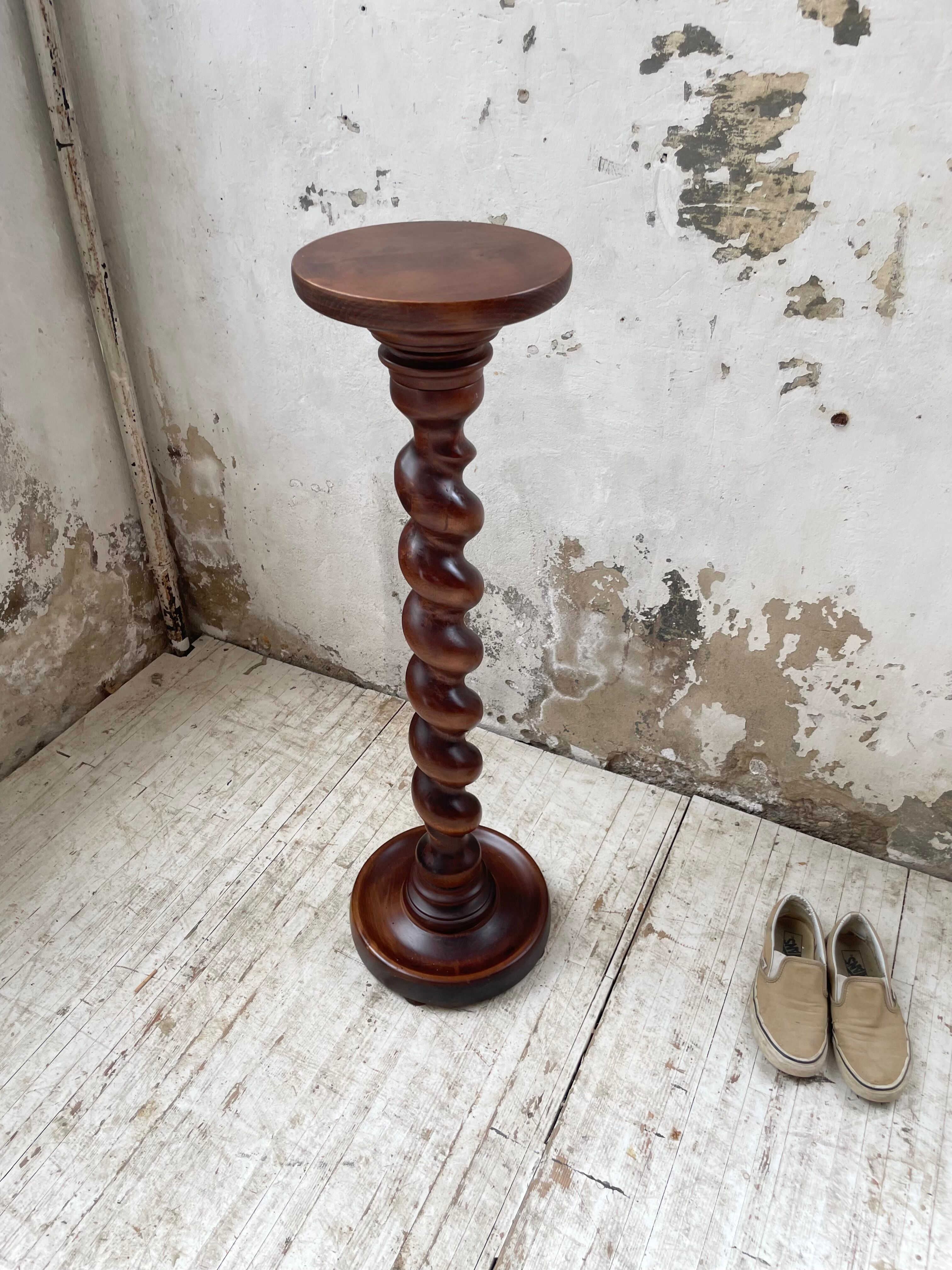 Side table walnut base turned wood