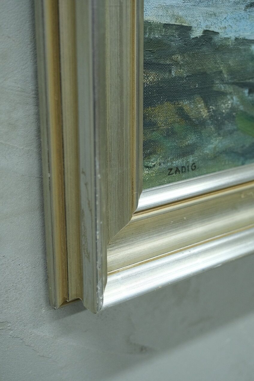 Jacques Zadig, Scandinavian Modern Landscape, Oil on Canvas, Framed