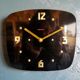 Vintage formica silent rectangular wall clock "Electric golden black"