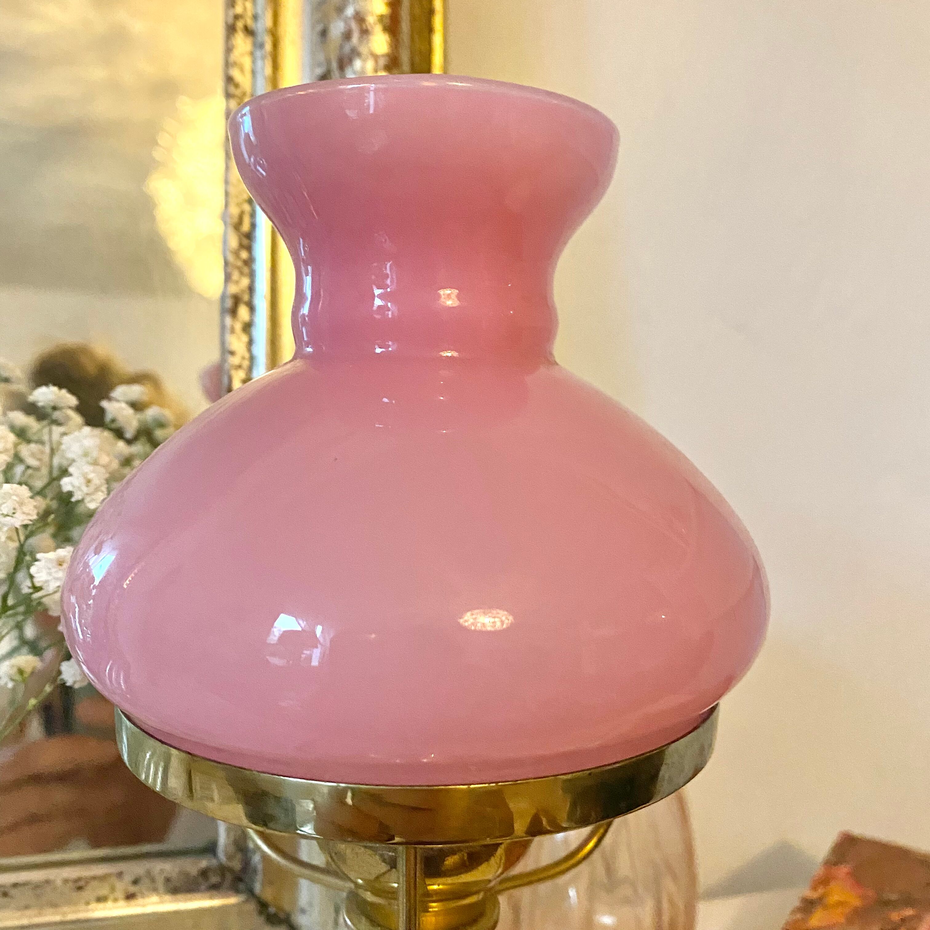 Lampe vintage rose et dorée