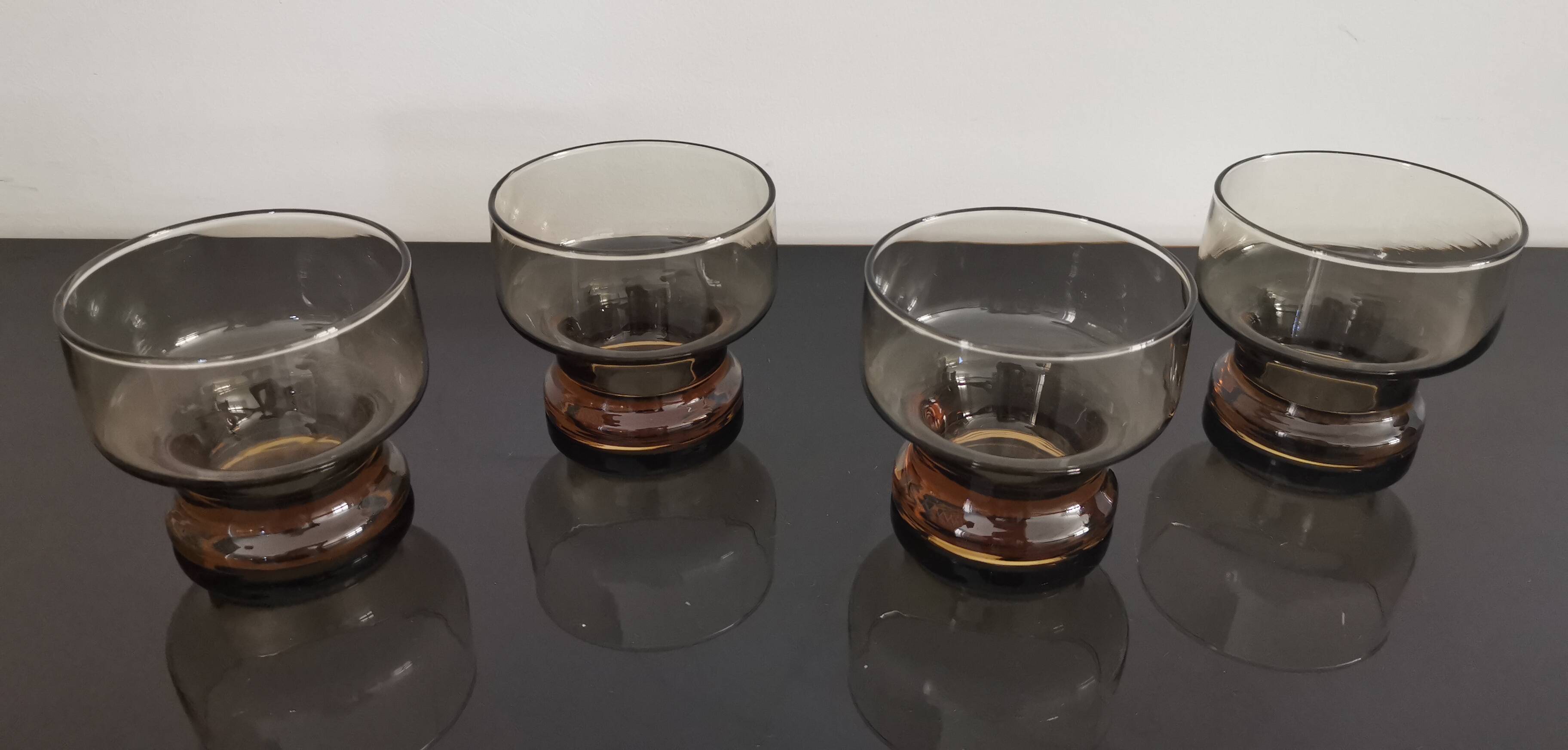 4 vintage 70s smoked glasses