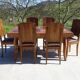 Antique solid walnut table with marquetry and extensions.