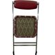 Vintage folding chair in red faux leather with a chrome frame.