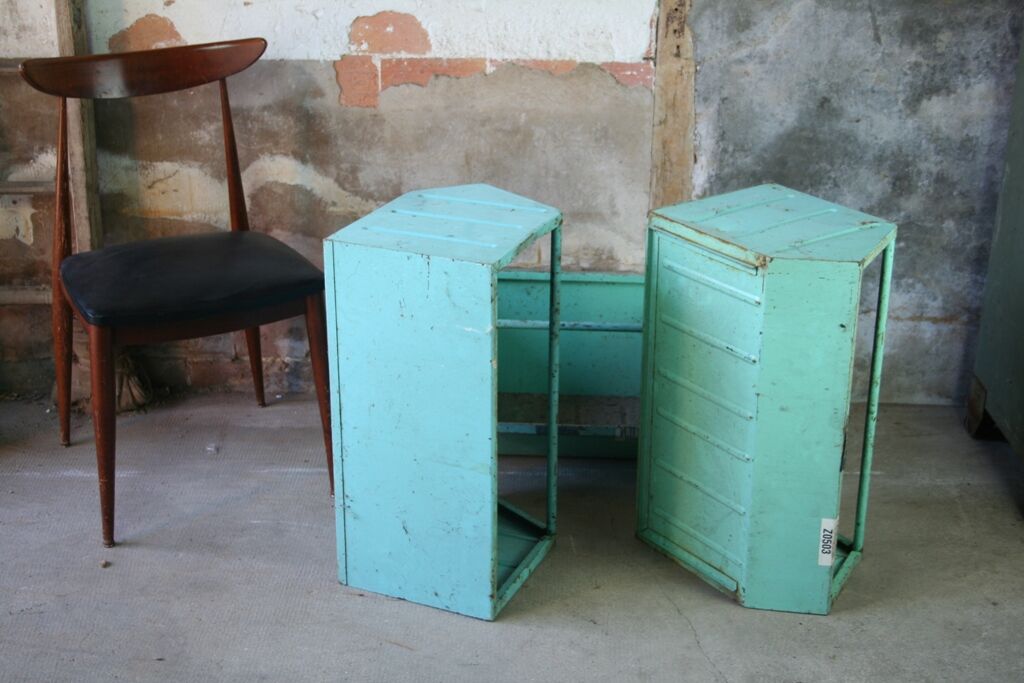 Industrial craft furniture bin storage locker stackable 1950