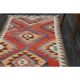 1970s Vintage Turkish Oushak Handmade Wool Cotton Pink Runner Rug 102x335