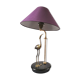 Lampe héron en laiton et tube verre design années 70