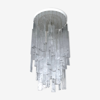 Mazzega, xl vintage clear murano glass elements chandelier from 70s