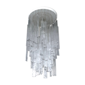 Mazzega, xl vintage clear murano glass elements chandelier from 70s