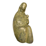 Paul baeke 'maternity' woman & child, modernist art style sculpture